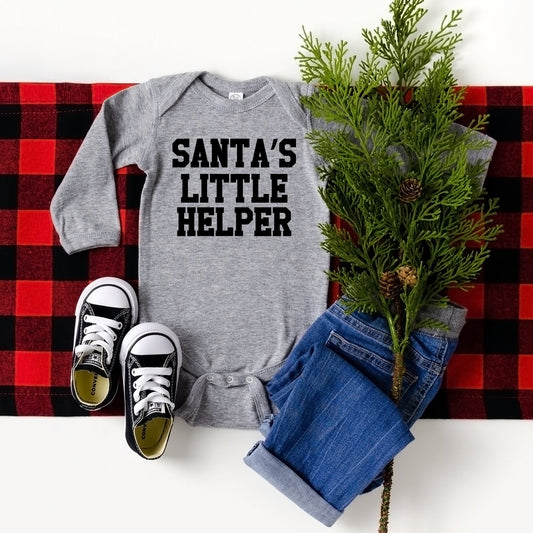 Santa's Little Helper Words | Baby Graphic Long Sleeve Onesie