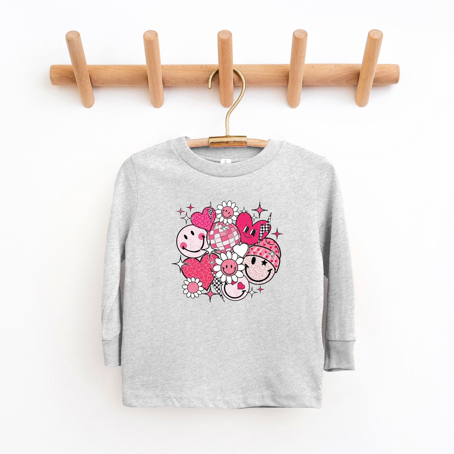 Pink Flower Hearts | Toddler Long Sleeve Tee