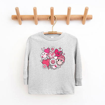 Pink Flower Hearts | Toddler Long Sleeve Tee