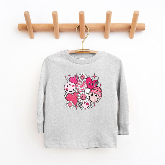 Pink Flower Hearts | Toddler Long Sleeve Tee