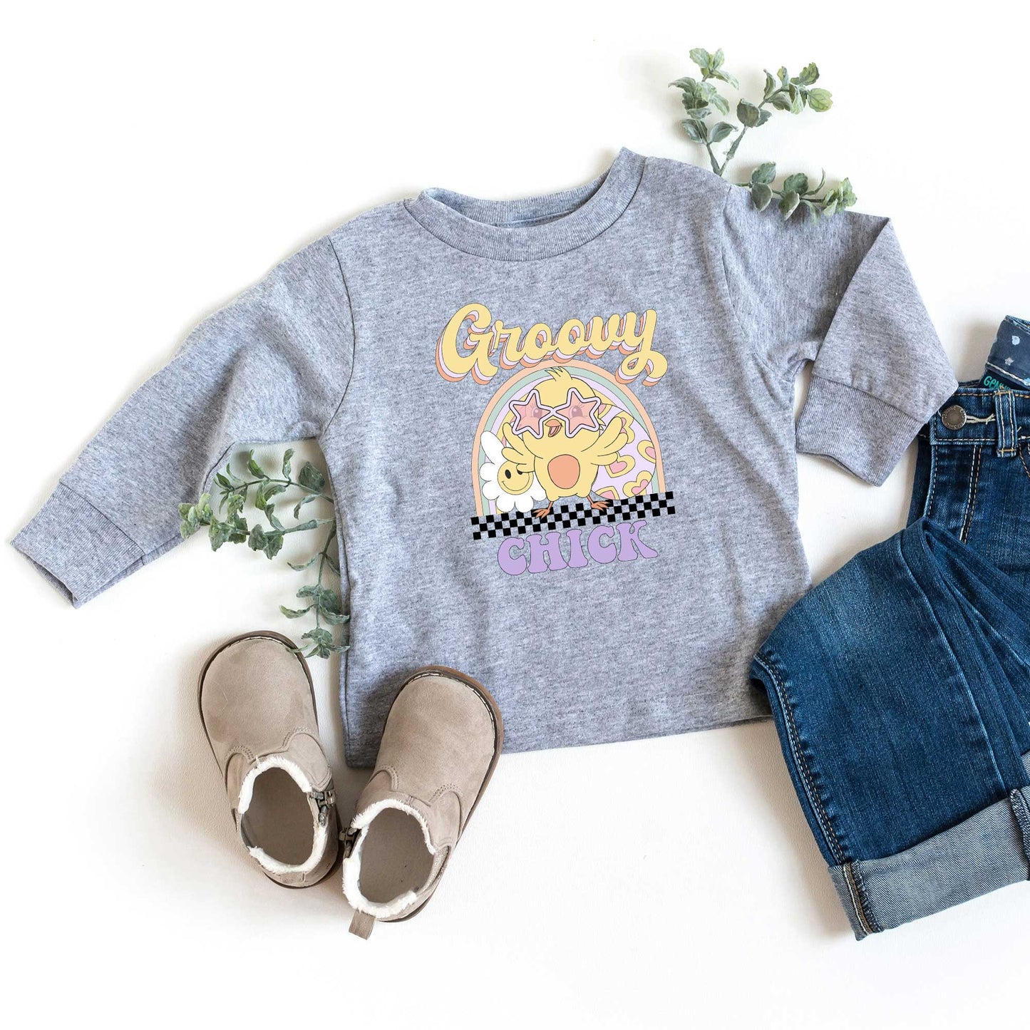 Groovy Easter Chick | Toddler Long Sleeve Tee