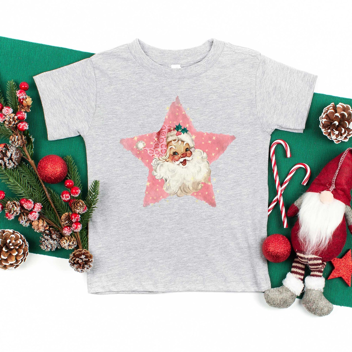 Pink Santa Star | Toddler Graphic Short Sleeve Tee