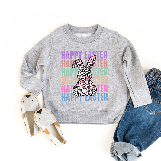 Easter Stacked Leopard Bunny | Toddler Sweatshirt