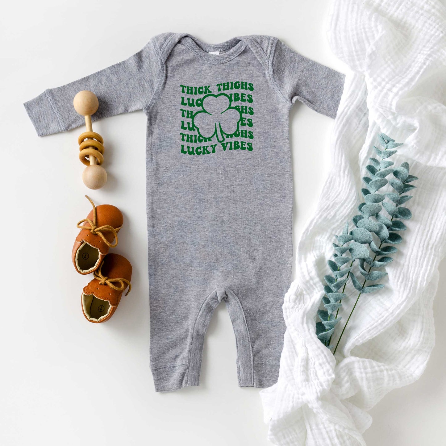 Thick Thighs Lucky Vibes | Baby Romper