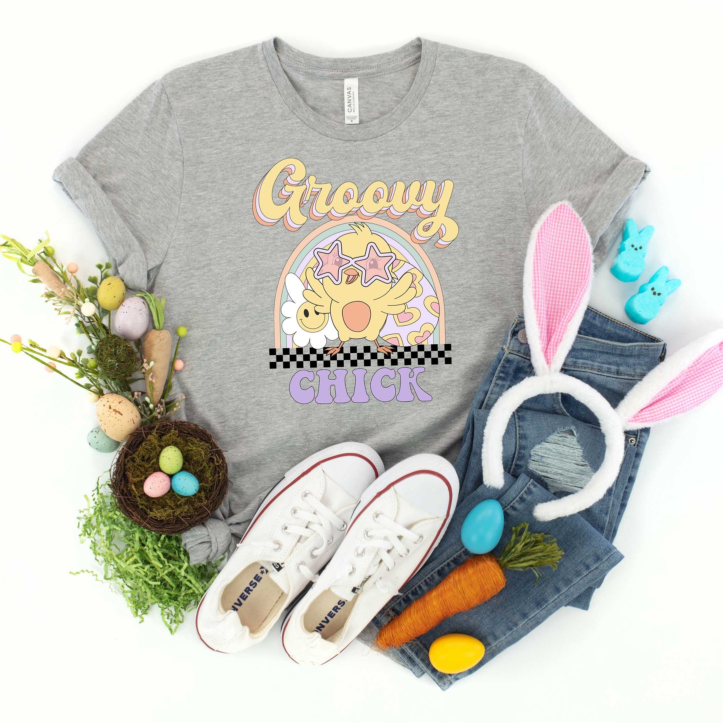 Groovy Easter Chick | Toddler Short Sleeve Crew Neck