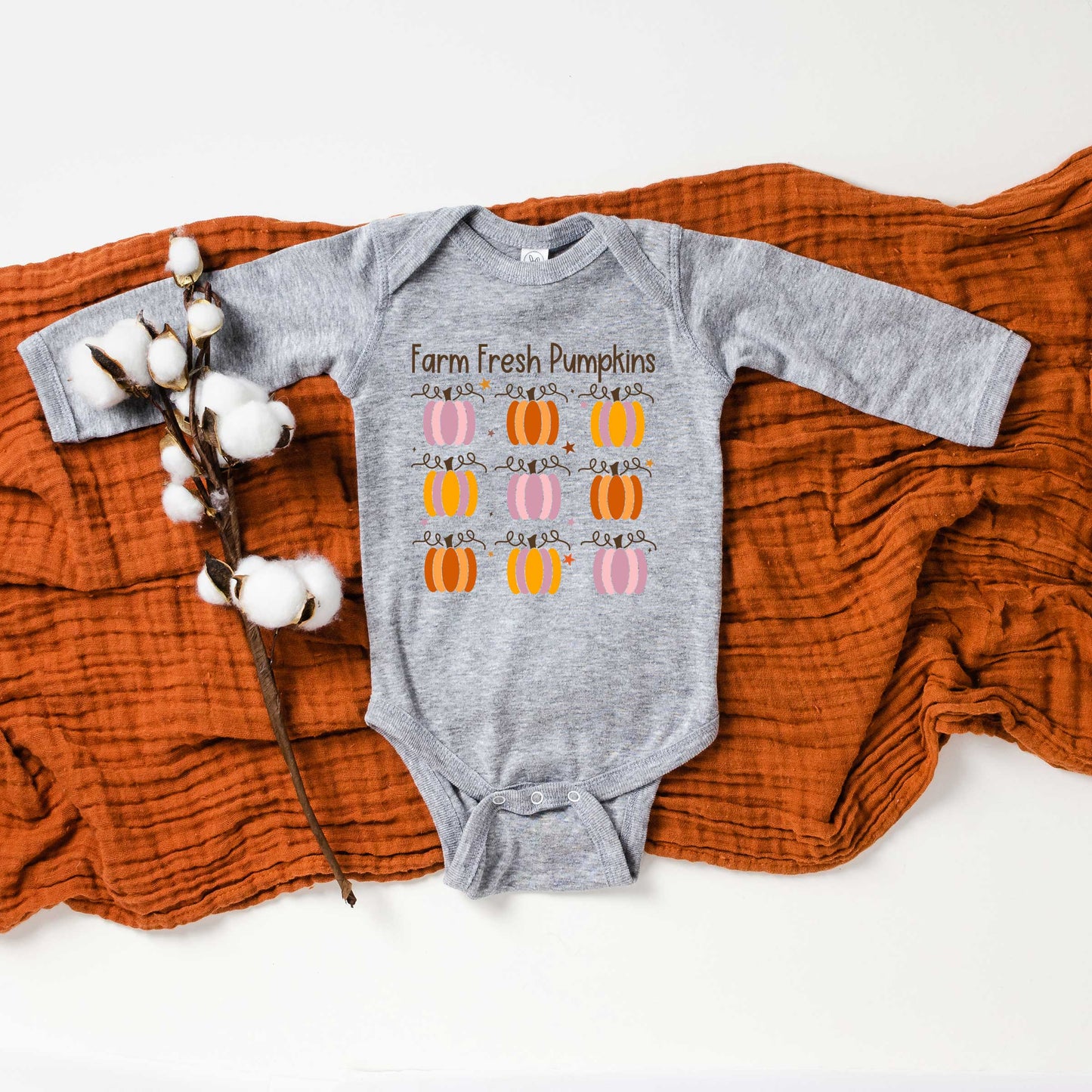 Farm Fresh Pumpkins Chart | Baby Graphic Long Sleeve Onesie