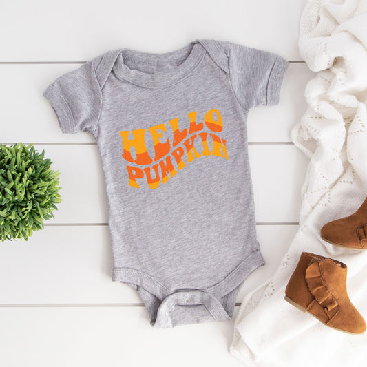 Hello Pumpkin Wavy | Baby Graphic Short Sleeve Onesie