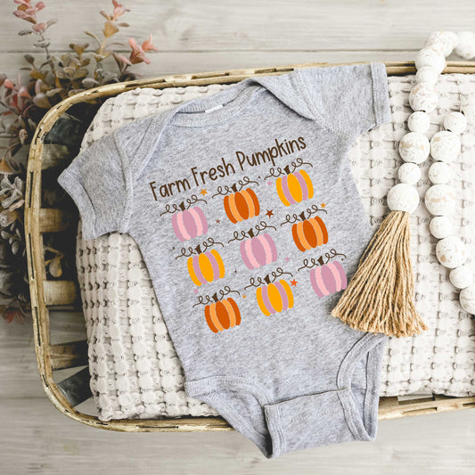 Farm Fresh Pumpkins Chart | Baby Graphic Short Sleeve Onesie