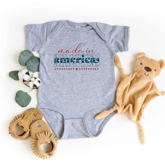 Made In America Stacked | Baby Graphic Short Sleeve Onesie