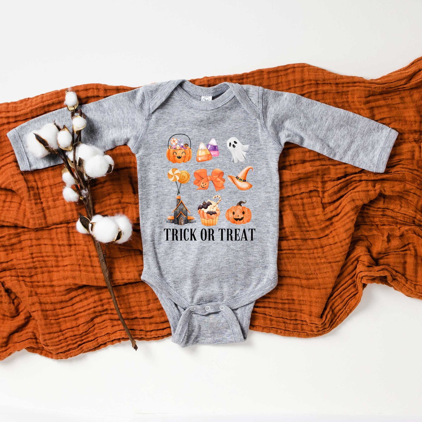 Trick Or Treat Chart | Baby Graphic Long Sleeve Onesie