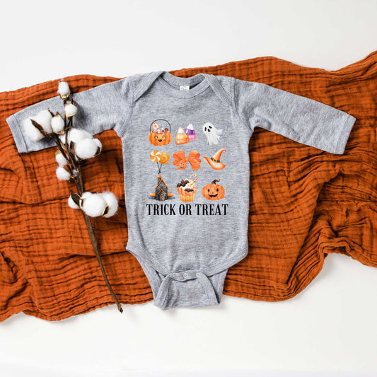 Trick Or Treat Chart | Baby Graphic Long Sleeve Onesie