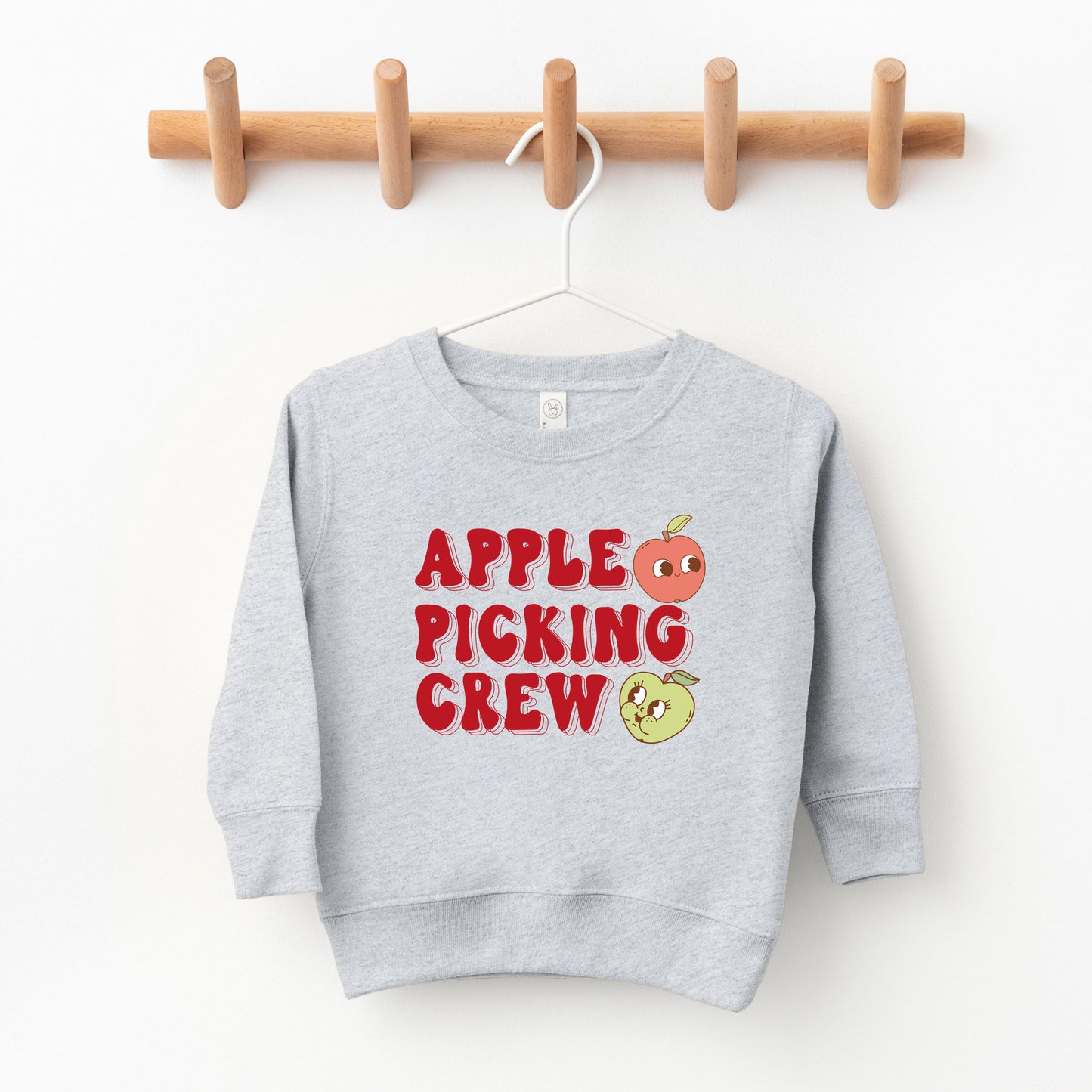 Cartoon Apple Picking Crew | Toddler Graphic Sweatshirt