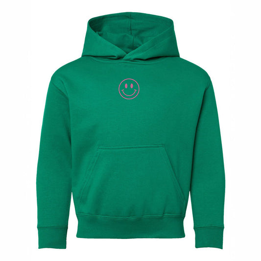 Embroidered Smiley Face Outline | Youth Graphic Hoodie