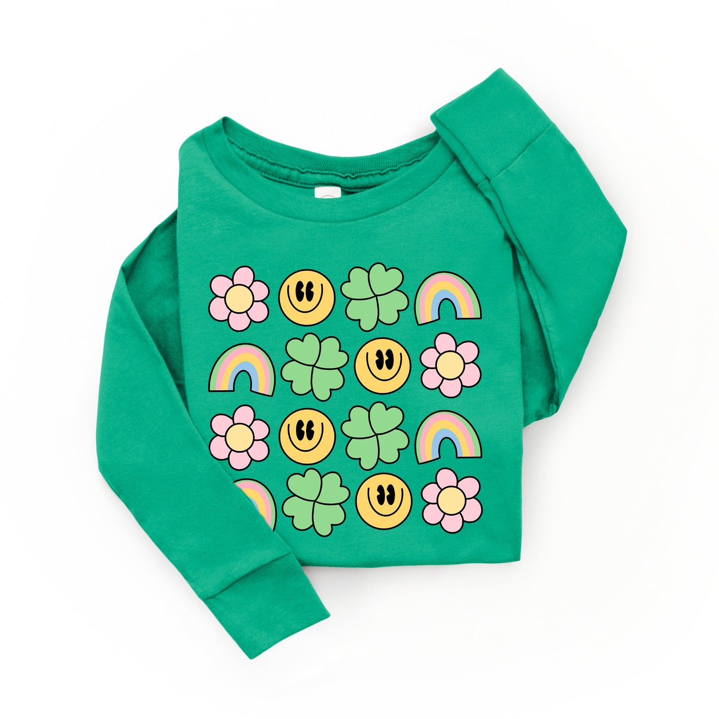 Smiley Clover Daisy | Toddler Graphic Long Sleeve Tee