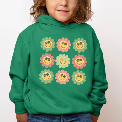 Smiley Flowers With Sunglasses | Toddler Graphic Hoodie