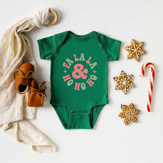 Fa La La And Ho Ho Ho | Baby Graphic Short Sleeve Onesie