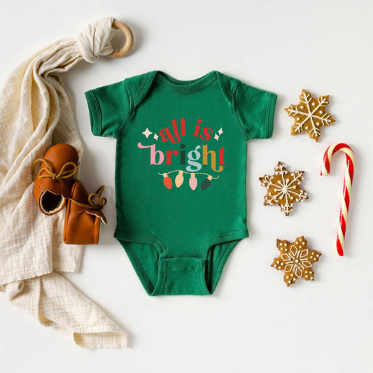 All Is Bright Christmas Lights | Baby Graphic Short Sleeve Onesie