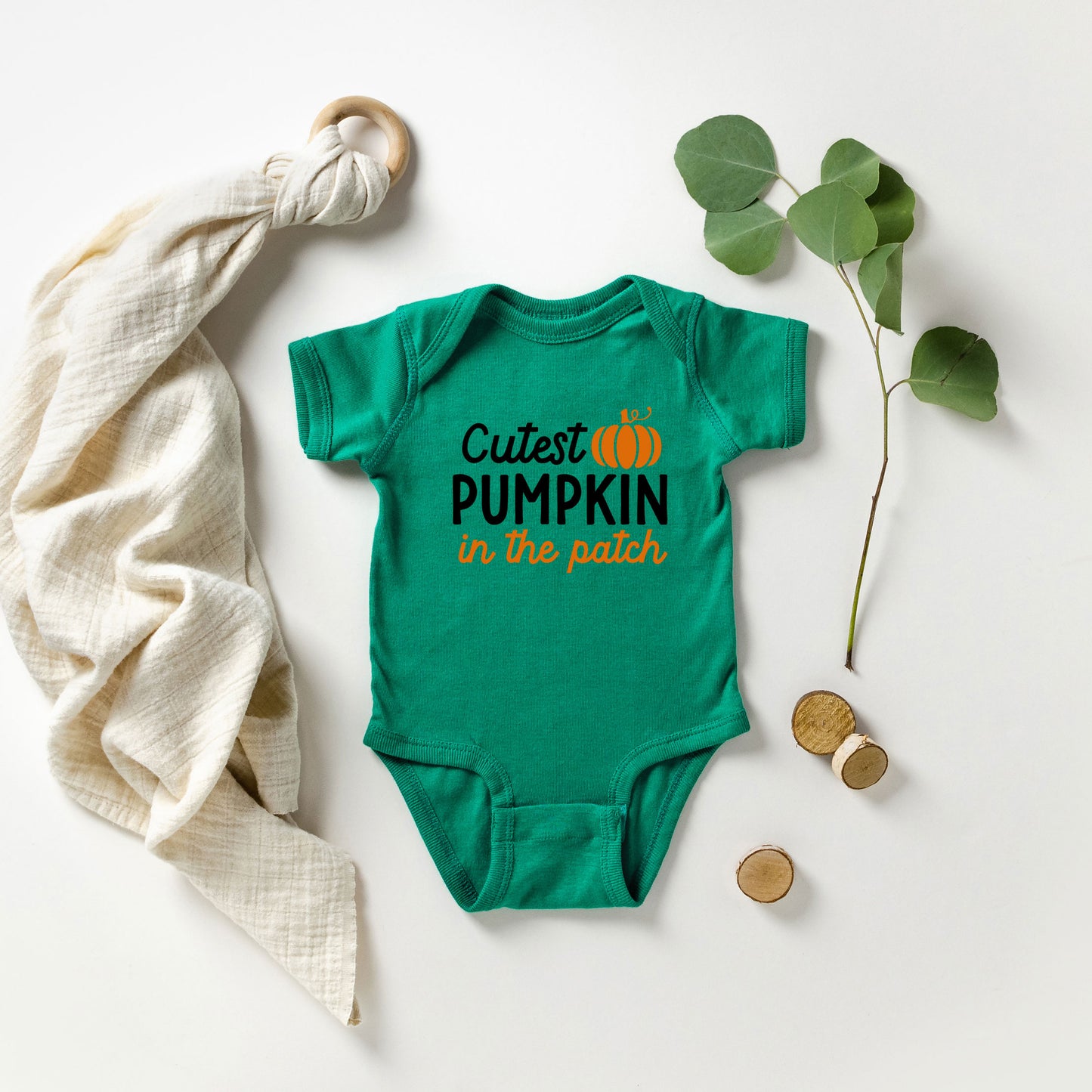 Cutest Pumpkin In The Patch Colorful | Baby Graphic Short Sleeve Onesie