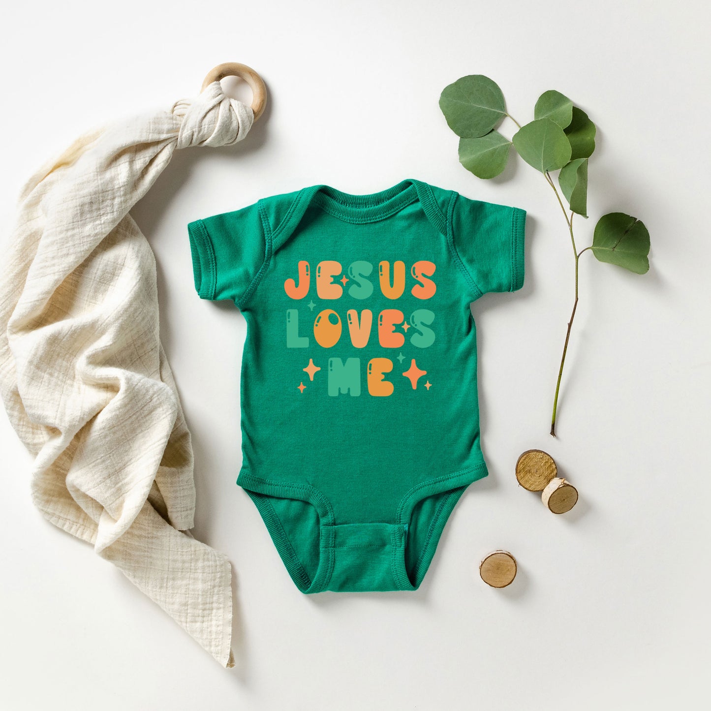 Jesus Loves Me Stars | Baby Graphic Short Sleeve Onesie