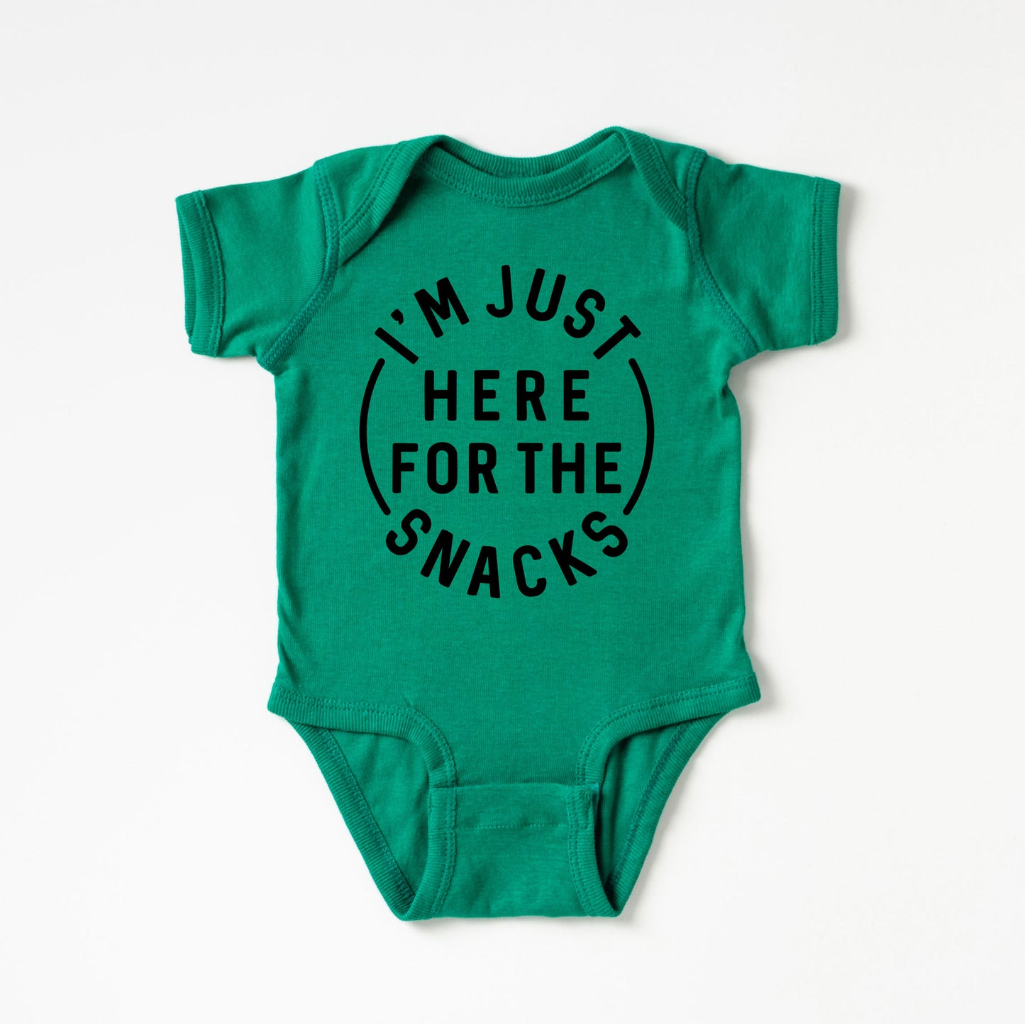 Here For The Snacks Circle | Baby Graphic Short Sleeve Onesie