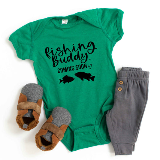 Fishing Buddy Coming Soon | Baby Graphic Short Sleeve Onesie