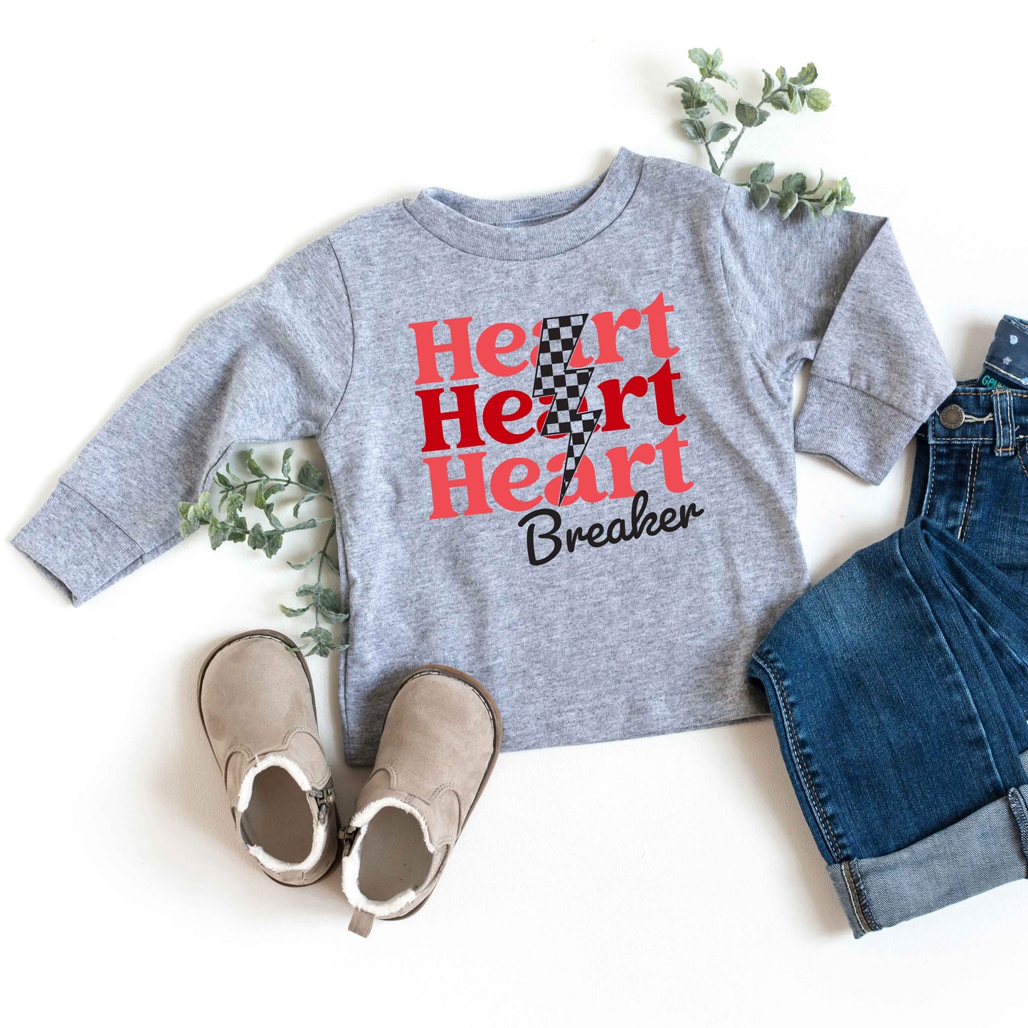 Heart Breaker Checkered Bolt | Toddler Long Sleeve Tee