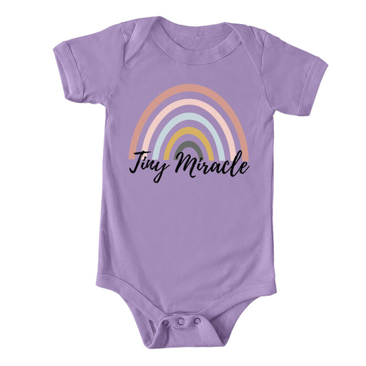 Tiny Miracle Rainbow | Baby Graphic Short Sleeve Onesie