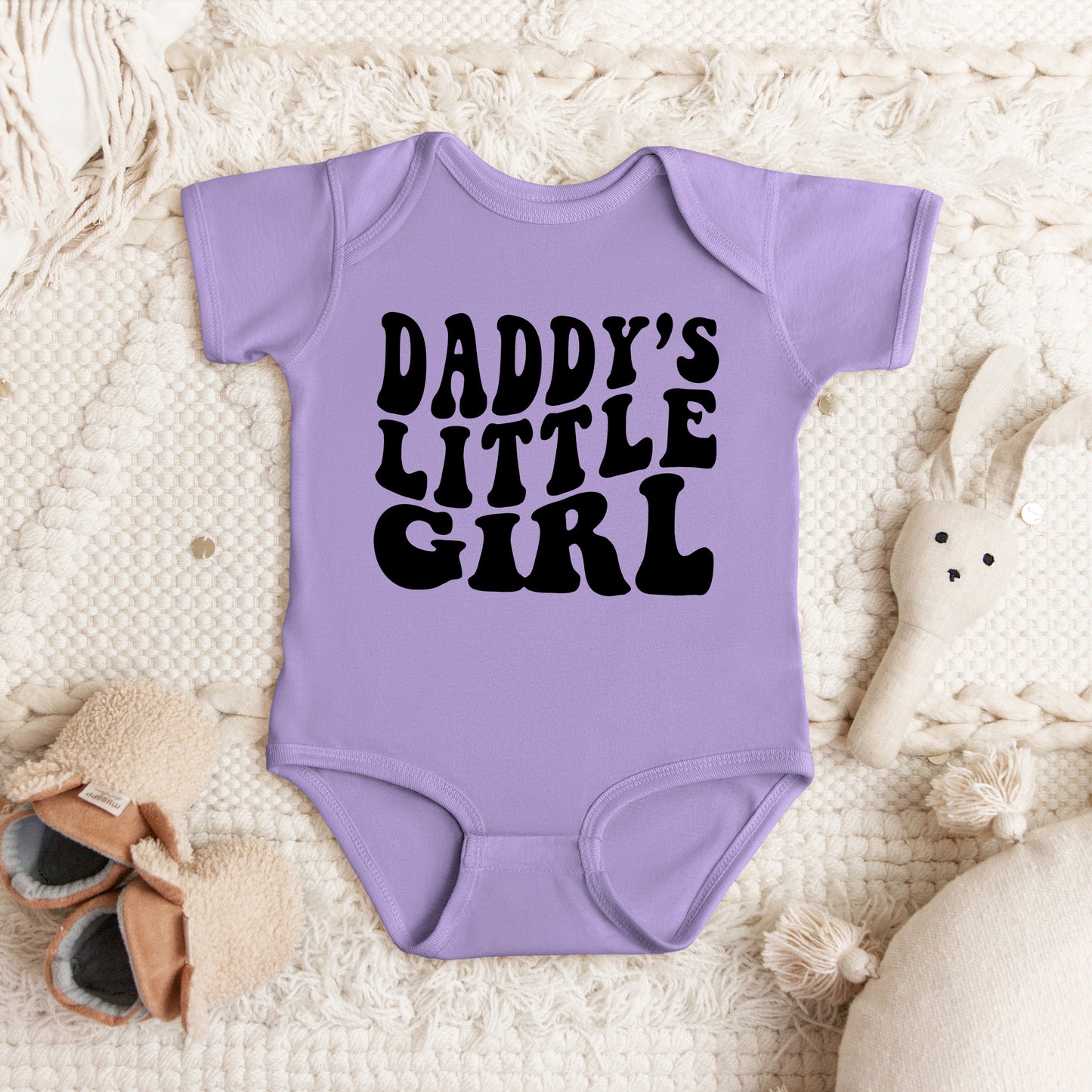 Daddy's Little Girl Wavy | Baby Graphic Short Sleeve Onesie