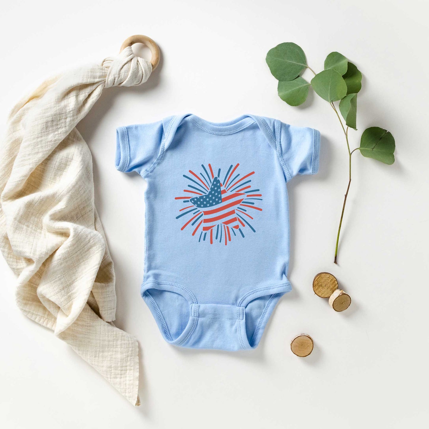 Star Flag Firework | Baby Graphic Short Sleeve Onesie