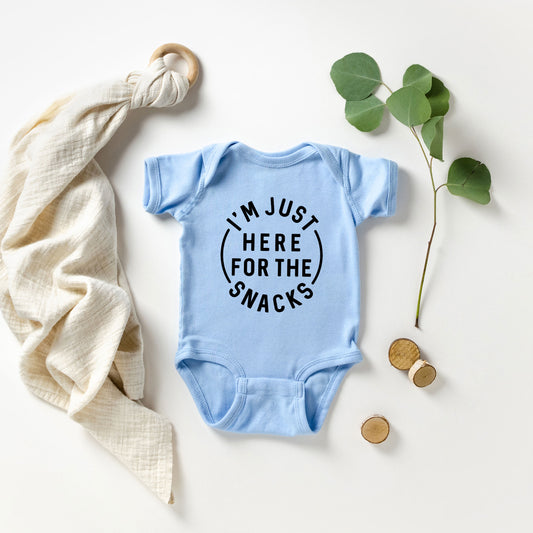 Here For The Snacks Circle | Baby Graphic Short Sleeve Onesie
