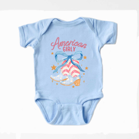 American Girly Coquette Boots | Baby Graphic Short Sleeve Onesie
