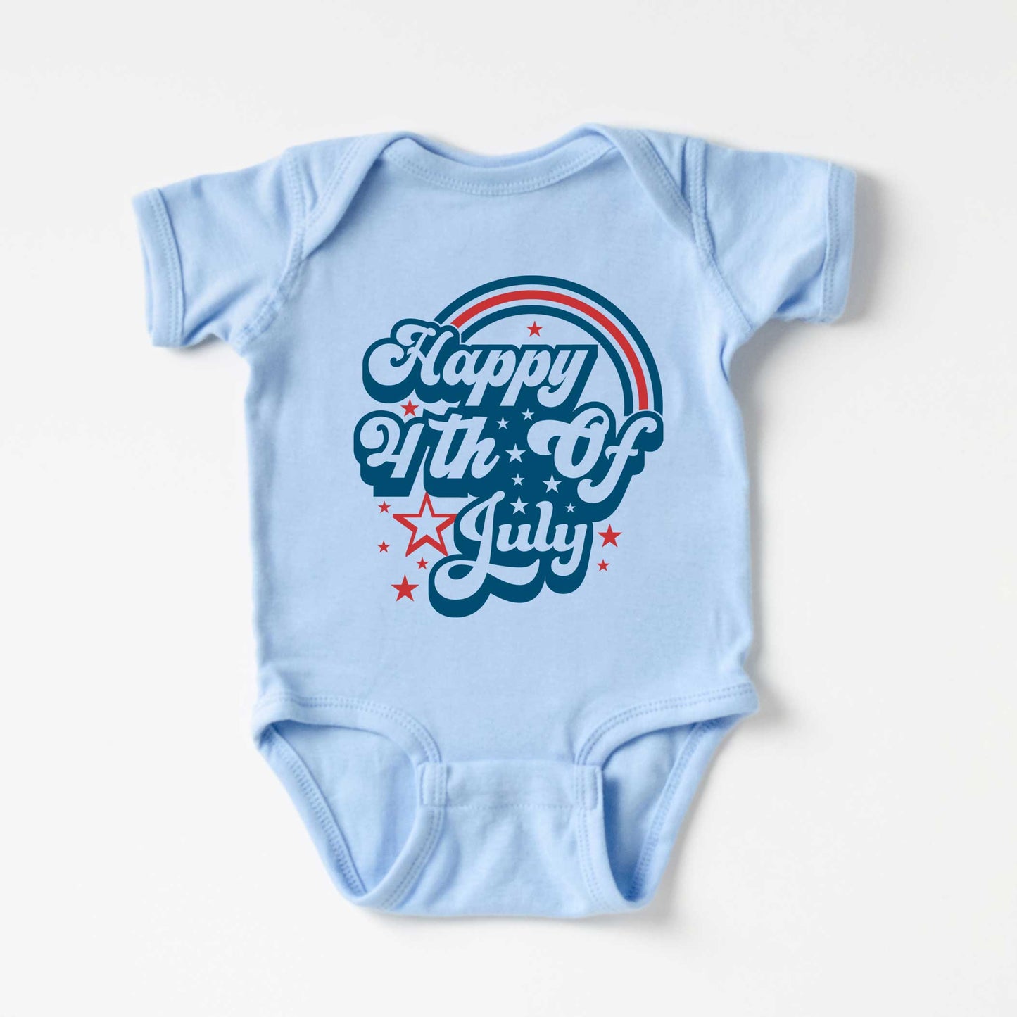 Happy 4th of July Rainbow | Baby Graphic Short Sleeve Onesie