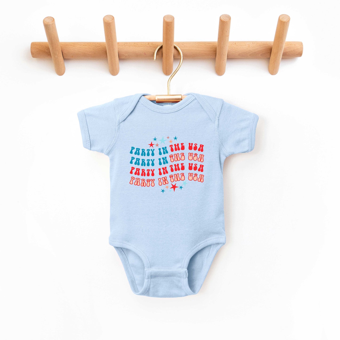 Party In The USA Wavy | Baby Graphic Short Sleeve Onesie