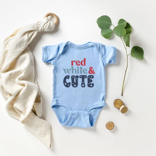 Red White And Cute Stars | Baby Graphic Short Sleeve Onesie