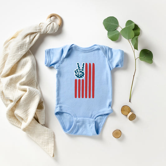 Flag Peace Sign | Baby Graphic Short Sleeve Onesie