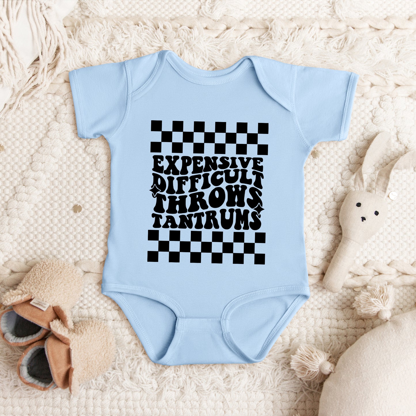 Expensive Difficult Tantrums | Baby Graphic Short Sleeve Onesie