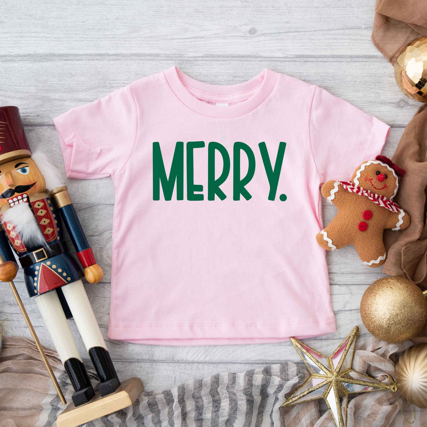 Merry Bold Word | Toddler Graphic Short Sleeve Tee