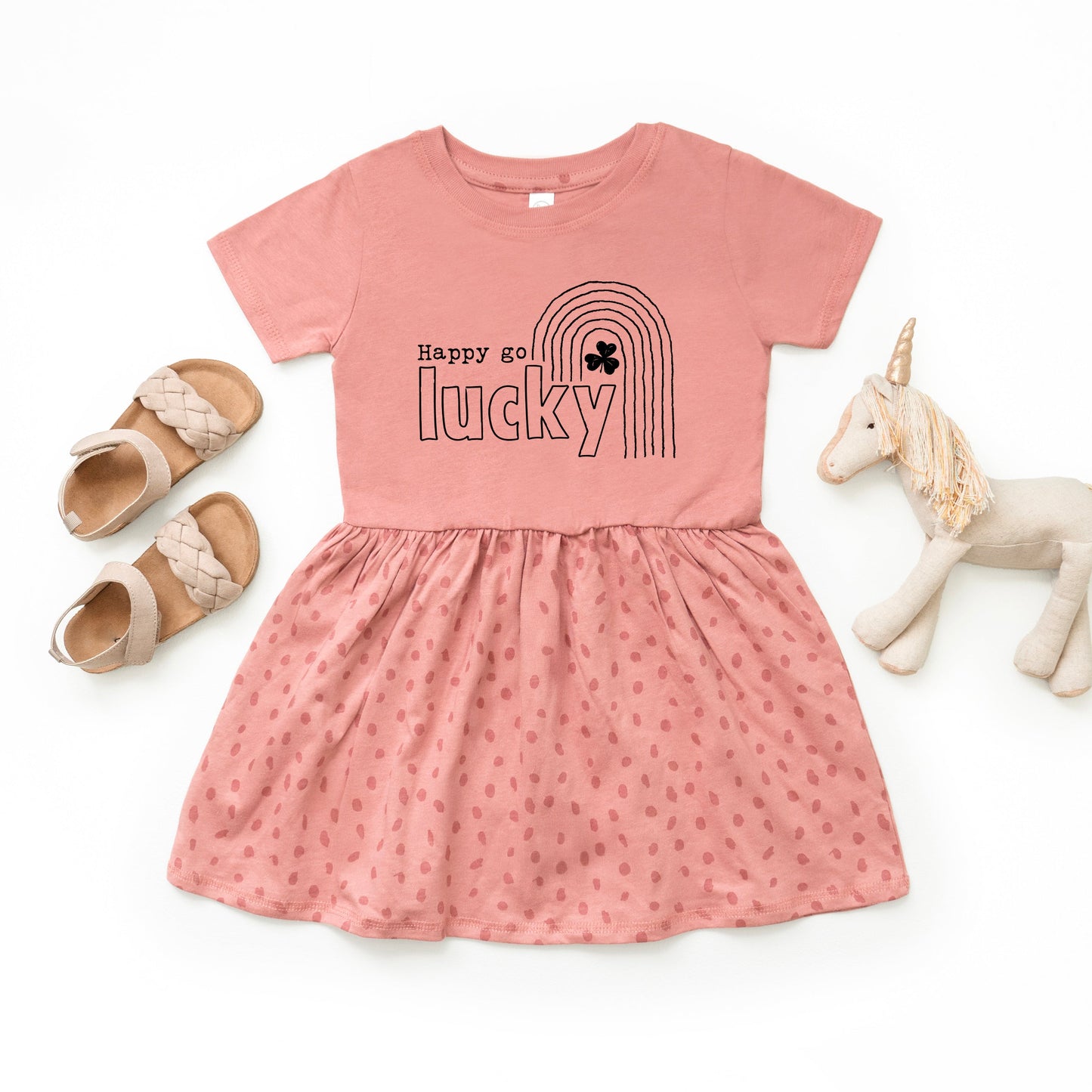 Happy Go Lucky Shamrock | Toddler Graphic Dress