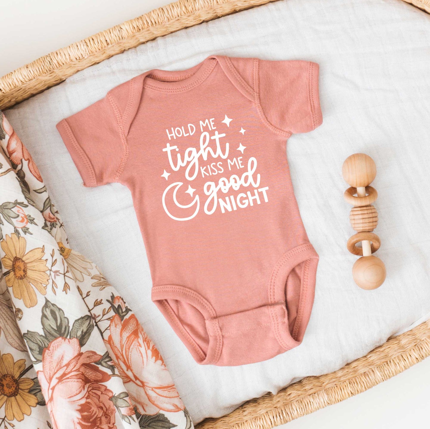 Hold Me Tight Kiss Me Good Night | Baby Graphic Short Sleeve Onesie