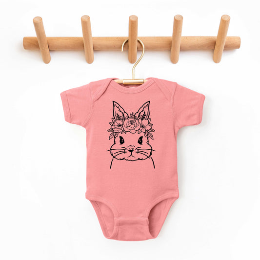 Bunny Face Floral | Baby Graphic Short Sleeve Onesie