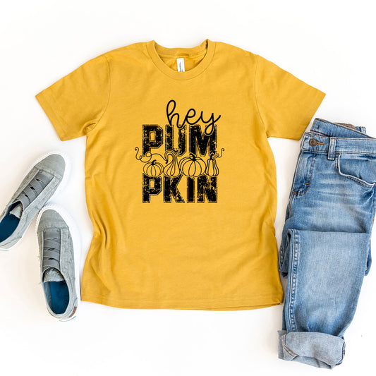 Hey Pumpkin Distressed | Youth Graphic Short Sleeve Tee