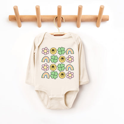 Smiley Clover Daisy | Baby Graphic Long Sleeve Onesie