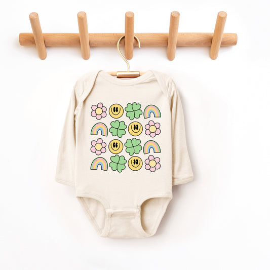 Smiley Clover Daisy | Baby Graphic Long Sleeve Onesie