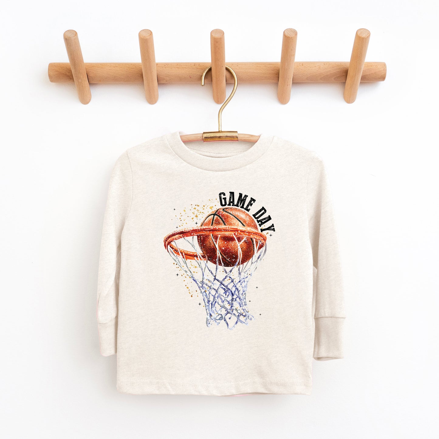 Basketball Game Day Hoop | Youth Graphic Long Sleeve Tee