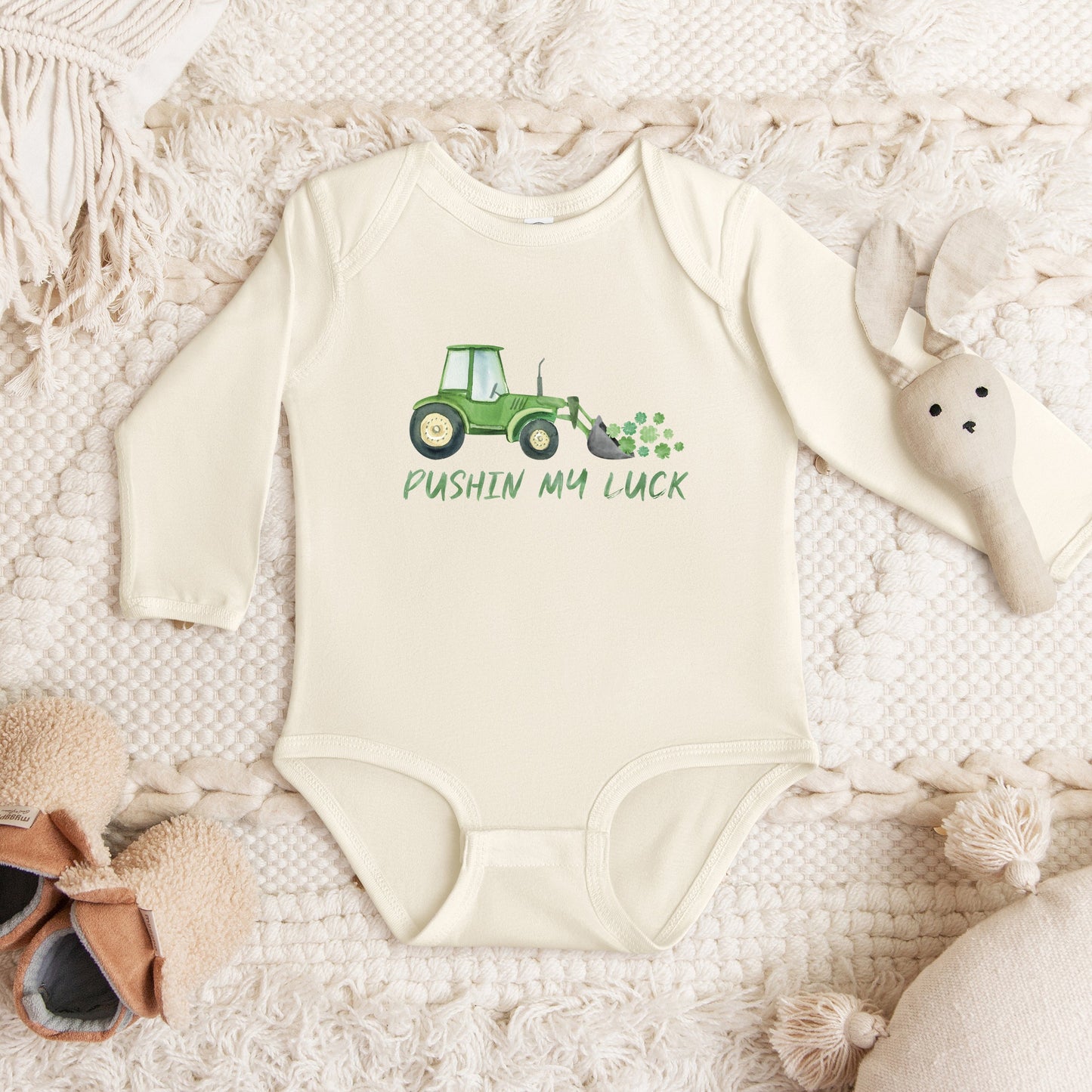 Pushin My Luck | Baby Graphic Long Sleeve Onesie