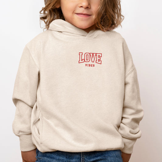 Embroidered Varsity Love Vibes | Toddler Graphic Hoodie