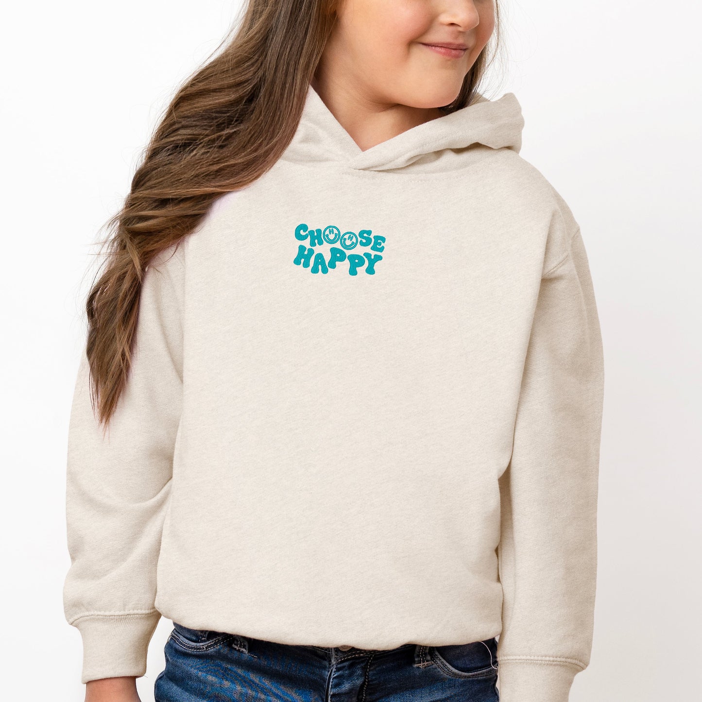 Embroidered Choose Happy Smiley Face | Toddler Graphic Hoodie