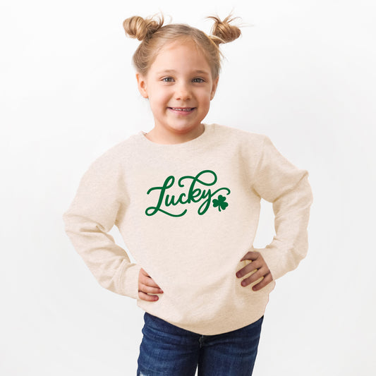 Cursive Lucky Clover | Youth Ultra-Soft Graphic Sweatshirt