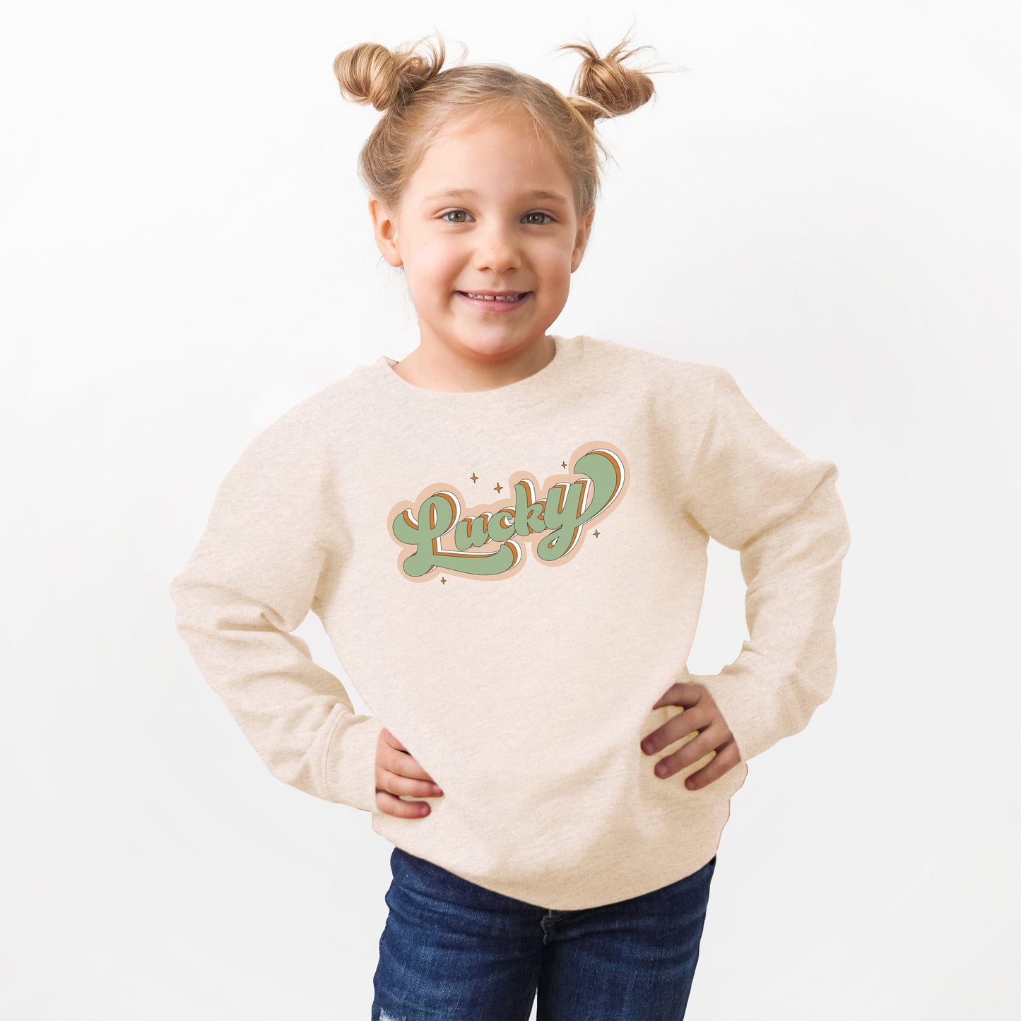 Lucky Retro Stars | Youth Ultra-Soft Graphic Sweatshirt