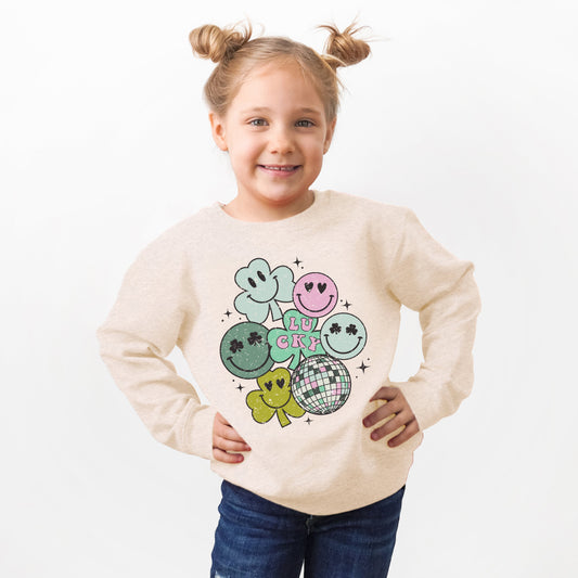 Lucky Smiley Disco | Youth Ultra-Soft Graphic Sweatshirt